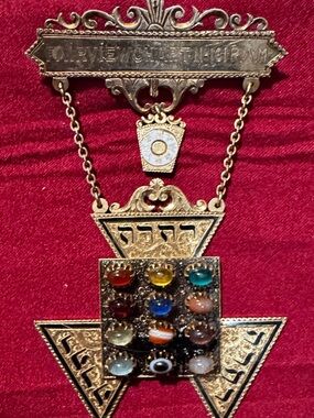 Masonic High Priest Jewel York Rite 14K Semiprecious Stones Very Fine Antique